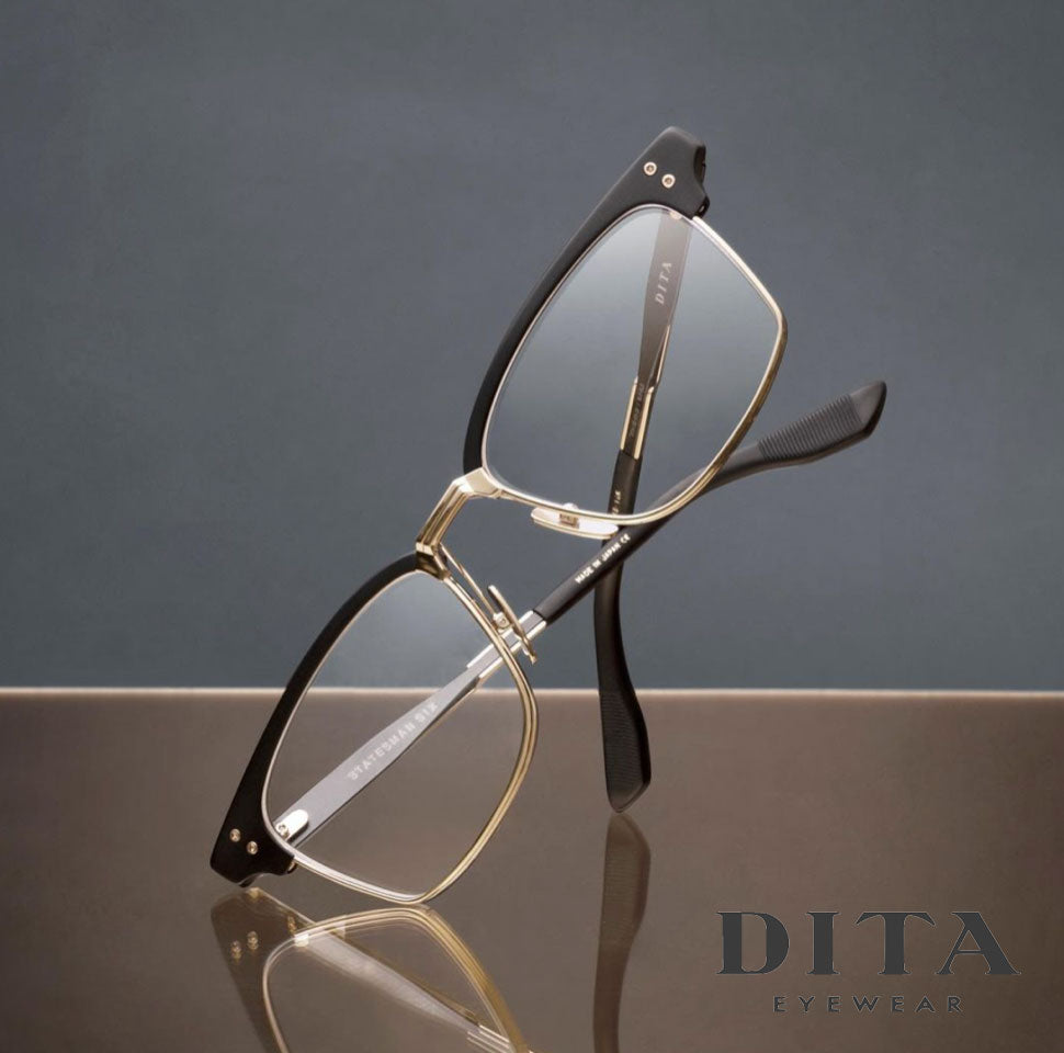 Dita Eyewear model Statesman in polished black acetate and gold.