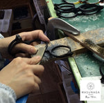 Masunaga eyewear sunglasses and optical frames being handmade and filed at their Japanese factory. 